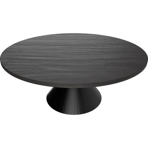 Graal Black - Runder Tisch �120 cm mit Doppelkegelfu� aus Metall und schwarzer Tischplatte aus laminiertem Holz