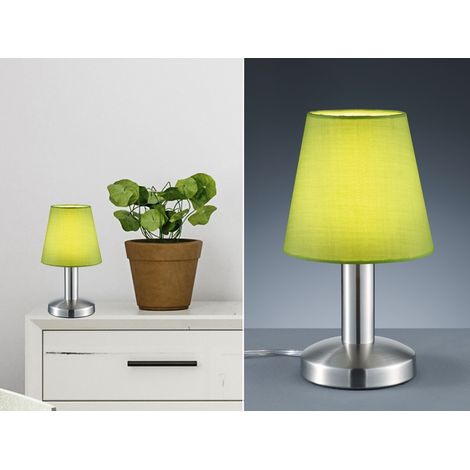 LED Tischlampe mit Stoff Lampenschirm Grün & Touchfunktion dimmbar, Höhe 24cm (1/5)