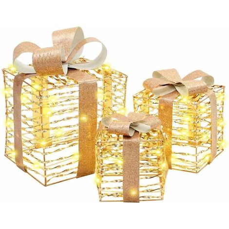 Boîte Cadeau avec 60 LED 3 pcs Blanc chaud 20 x 20 x 20 cm PET (1/5)