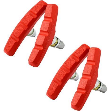 2 Paires V-Brake Patins de Frein 70mm V Bike plaquettes de frein de vélo avec écrous hexagonaux et entretoises Ensemble de blocs de Frein Vélo Set 70 mm VSP70(Rouge) (1/5)