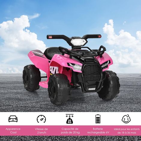 Quad Électrique Enfants COSTWAY – 4 Roues Antidérapantes, LED, Musique, 2 Km/h, 20 Kg, 18-36 Mois