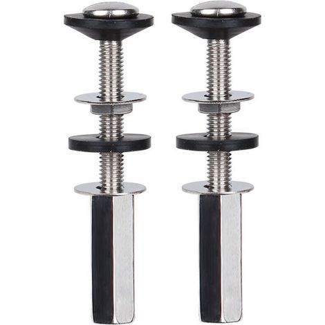 Boulons de Fixation pour Réservoir Toilette Lot de 2, Antirouille avec Écrous et Rondelles Caoutchouc (1/4)