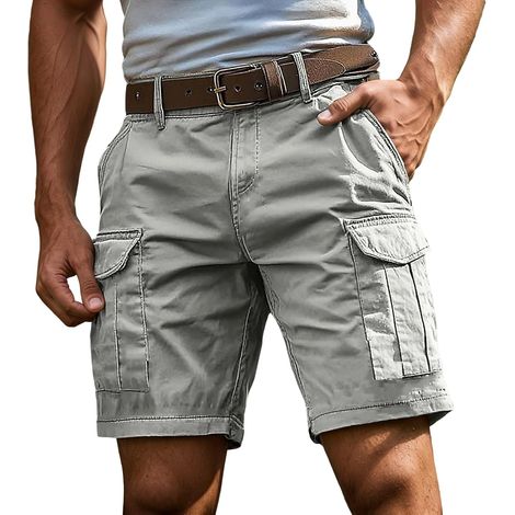 Short Cargo Homme Lâche avec Poches Pantalon Court Taille Élastique Confortable Style Sport Jogging Slim Fit Bermuda Travail Décontracté Grande Taille Non Incluse Ceinture S-4XL (1/5)