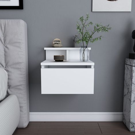 Cotecosy – Table de chevet blanche scandinave 39.8cm – Panneaux mélaminés 18mm – Élégante et durable – Pour chambre moderne (1/7)