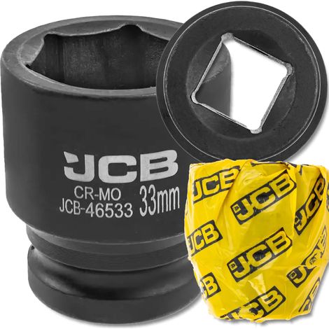 Chiave a bussola a impatto JCB da 3/4" 33 mm a 6 punte in acciaio Cr-Mo