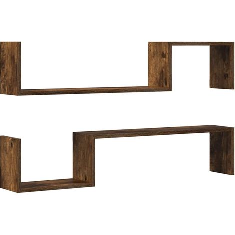 vidaXL Mensole a Muro 2 pz Rovere Fumo 100x15x20 cm Legno Multistrato (1/5)