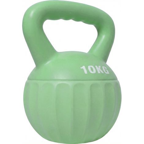 Kettlebell de 6 kg lesté de sable, idéal pour les débutants, musculation à domicile, 21 x 21 x 27 cm, vert (1/5)