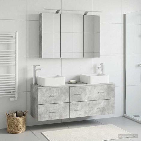 vidaXL Bathroom Furniture Set 4 pcs Concrete Grey (1/5)