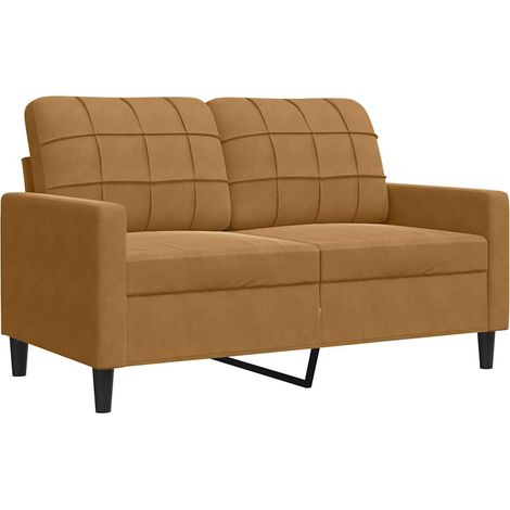 Canapé Sofa à 2 places Marron 120 cm Velours (1/5)