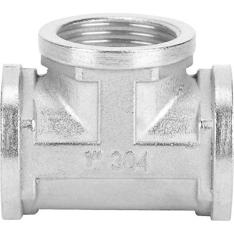 Raccord en T fileté en acier inoxydable 304, connecteur de tuyauterie pour étagère industrielle, outil domestique, fixation de tube robuste (1/5)