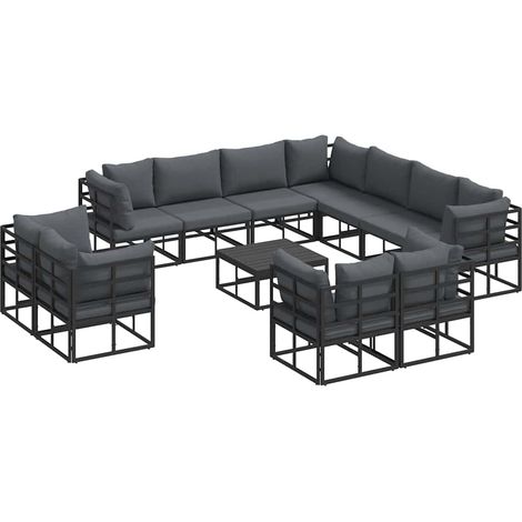 Maison Exclusive - Set Divano da Giardino con cuscino 12 pcs Nero Alluminio
