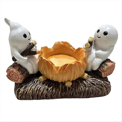 Bougeoir fantôme sans bougies, support décoratif, décoration d'Halloween pour la maison, motif fantôme, parfait pour une ambiance effrayante (1/5)