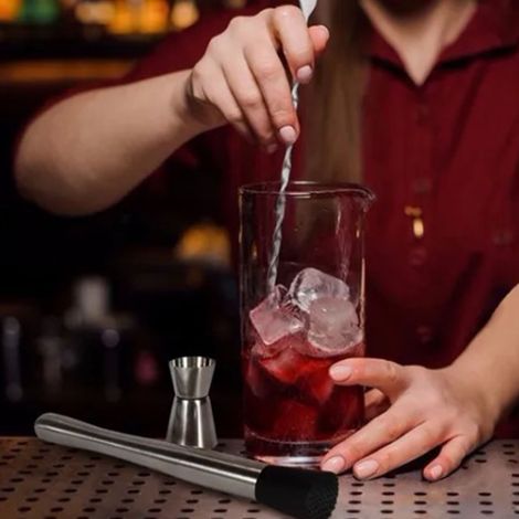 Ensemble d'ustensiles de barman en acier inoxydable pour la maison : cuillère à cocktail, pilon, doseur de 15 ml et verre doseur de 30 ml. (1/5)