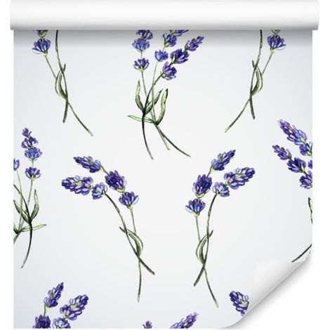 Papel pintado de flores de lavanda para salón y dormitorio, 50x1000 cm. (1/5)