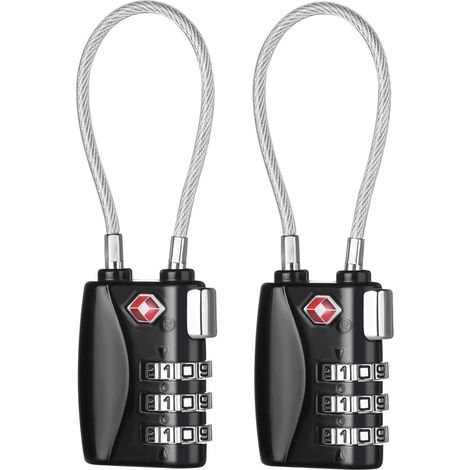 Cadenas pour valise – Cadenas à combinaison à 3 chiffres pour le sport – (2 pièces, noir) (1/5)