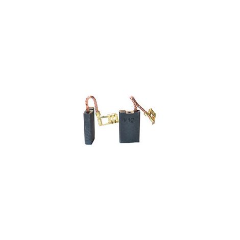Set aus 2 anpassbaren Kohlen für De Walt. Abmessungen: 6,3 x 16 x 26 mm.