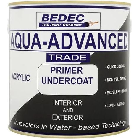 Bedec Aqua Advanced Paint Primer Undercoat - Dark Grey - 1 Litre