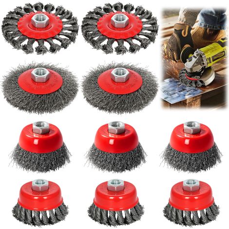 Lot de 10 brosses métalliques pour meuleuse d'angle - Diamètre : 75 (1/5)