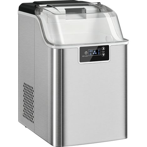 Machine à glaçons, distributeur de glaçons, machine à glaçons 20 kg/24 h avec réservoir d'eau de 2,1 L, argent