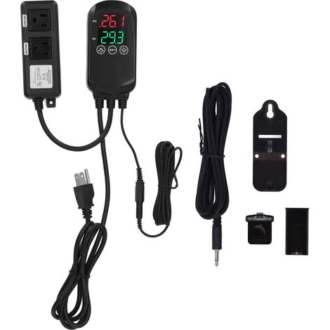 Thermostat numérique avec sonde NTC, double affichage LCD, prise américaine 110V‑240V (1/5)