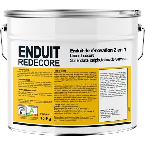 Enduit décoratif, rénovation rapide, 2 en 1, lisse et décore sur plâtre, peintures, crépis, fibres, toile de verre ffffff 15 Kg (1/3)