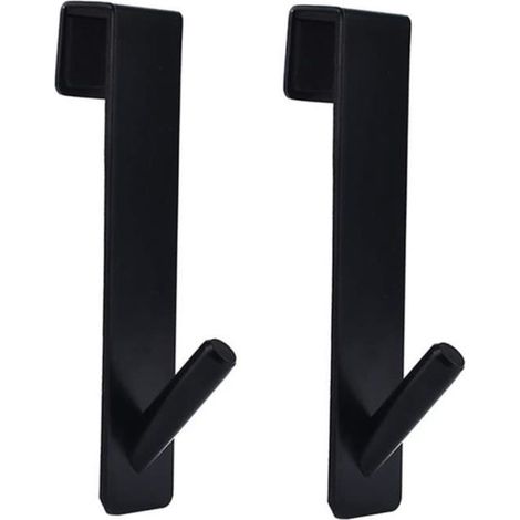 Gancho de acero inoxidable para puerta de ducha, 2 unidades, colgador para puerta de cristal sin marco para colgar toallas, negro