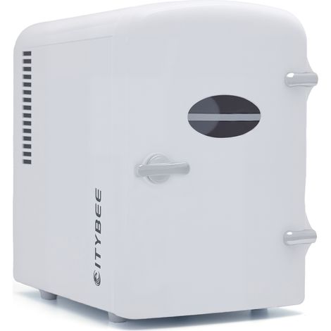 GBLY Mini Kühlschrank Fridge 4L - Kühlschränke klein 12V 230V Läuft Leise Geeignet für Getränke Kosmetik Essen - Minikühlschrank ideal für Auto Zimmer Camping Wohnmobil Büro und Reisen (Weiß)