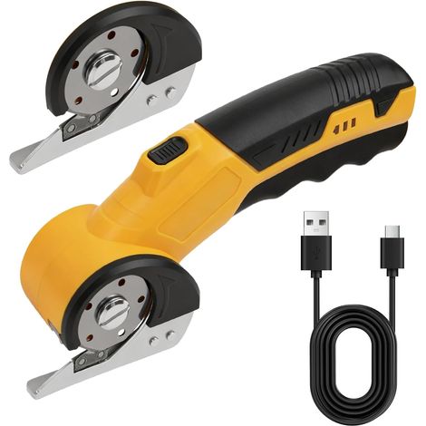 Ciseaux électriques Sans Fil, 4V Cutter Rotatif, Coupe Rotative, Cutter Rotatif Universel sans Fil,Ciseaux électriques Universels pour Tissus, Cuir, Moquette, Carton, Plastique (1/5)