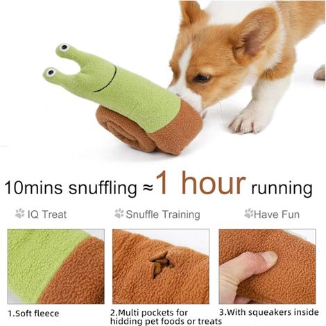 Jouet magique pour animaux de compagnie en forme d'escargot avec couineur, peluche qui nettoie les dents. (1/5)