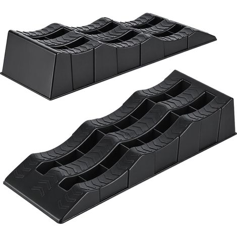 TolleTour 2x Cales Niveau Noir 62 x 23.5 x 17 CM 3 Hauteurs 40/70/100 mm 3,5 T Surface antidérapante Mise à niveau Stabilisation Véhicule Auto Housse (1/5)