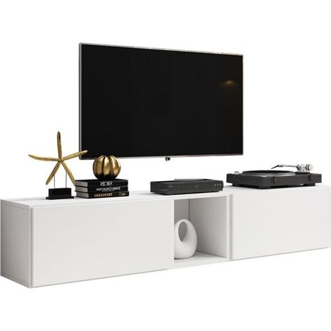 Mueble TV Corbele 115, Blanco, Número de puertas: 1, Número de cajones: 0, 188x38x39cm