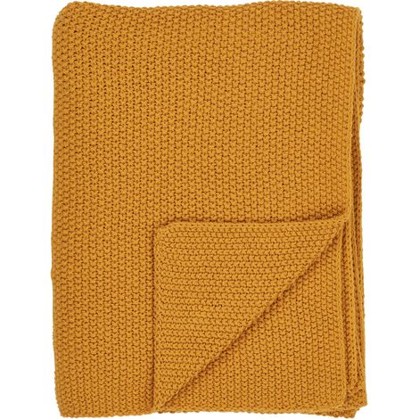 Plaid Santos in cotone riciclato color ocra 130×170 cm