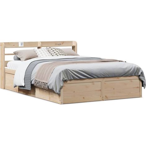 Estructura de cama con cabecero madera maciza pino 135x190 cm vidaXL (1/5)