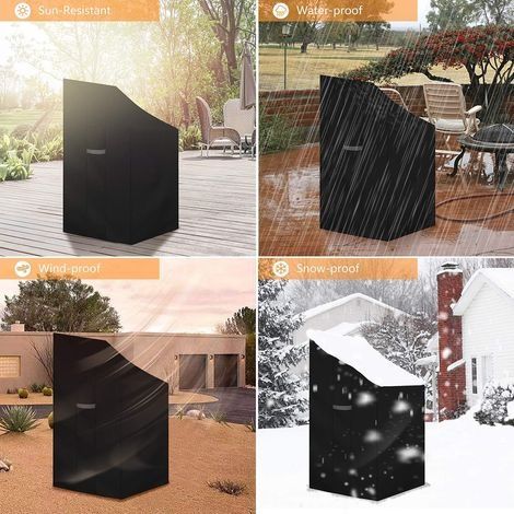 Schutzhülle für Gartenstühle mit Belüftungsgittern, wasserdicht, winddicht, UV-beständig, robustes 600D Oxford-Gewebe, stapelbar (65 x 65 x 80/120 cm) – Schwarz (1/4)