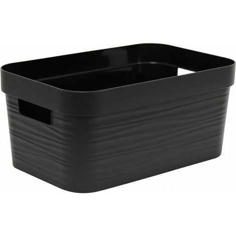 BOÎTE DE RANGEMENT DÉCOR STONE 6 L - NOIR - 29,2 X 18,8 X 13,2 CM - EDA PLASTIQUE (1/3)