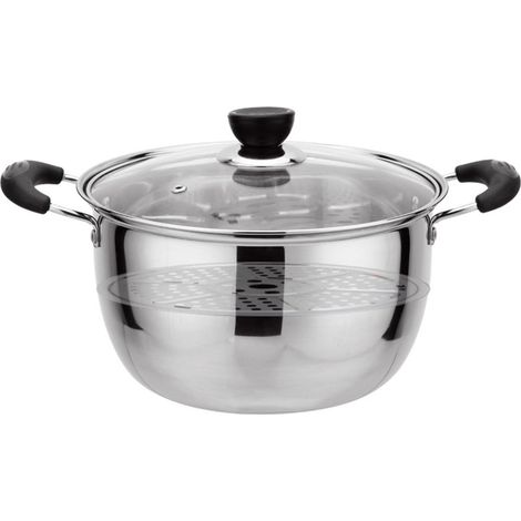 Marmite à soupe avec feuille de cuisson à la vapeur, Mini batterie de cuisine multifonctionnelle en acier inoxydable pour cuisinière à gaz, cuisinière à Induction (1/5)