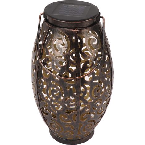 Lanterne solaire d'extérieur à LED avec motif de nuages elliptiques porte-bonheur et poignée, idéale pour la décoration de jardin et de cour. (1/5)