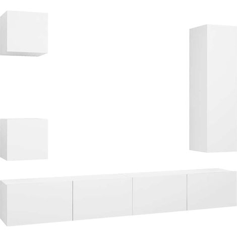 Maison Exclusive - Set di Mobili Porta TV 5 pz Bianco in Legno Multistrato (1/5)