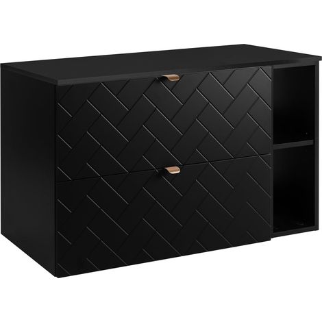 Mobile da bagno, Nero Opaco, 100 x 57 x 46 cm, Maniglie Dorate (1/5)