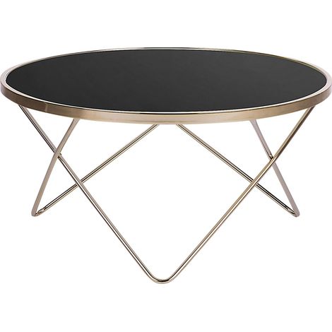 Couchtisch MERIDIAN Sicherheitsglas Schwarz / Gold