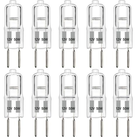Lot de 10 Ampoule Halogène GY6.35, 50W Dimmable, 12V Blanc Chaud, Pour Lustre et Lampe (1/5)