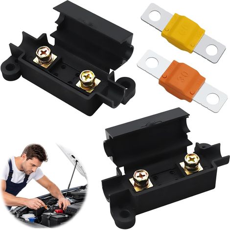 2 Pièces Porte Fusible Porte-Fusible 12v 30a Avec Support Midi Support de Midi Voiture pour Voiture,Camion,Bateau(Contient 2 Fusibles 30a et 60a) (1/5)
