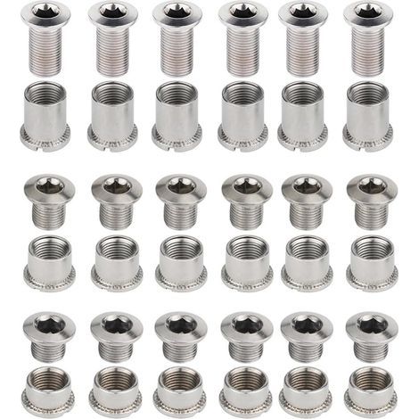 Kit de six plateaux (simple, double ou triple) avec visserie, écrous de manivelle et plateaux, en acier, compatible VTT. 18 pièces au total. (1/5)