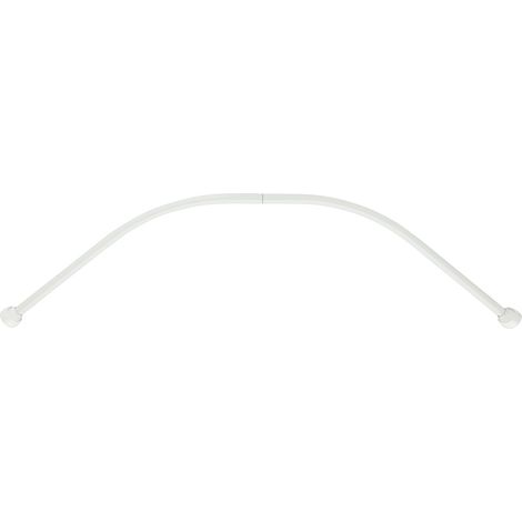 Wenko – Barre pour rideau de douche extensible 80-90 cm – Aluminium blanc anti-rouille – Fixations murales incluses – Pour douches d'angle (1/6)