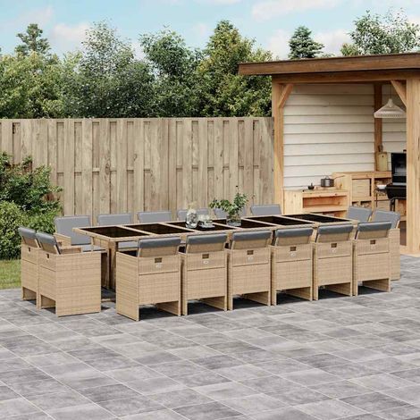 Ensemble à manger de jardin et coussins 17 pcs-Salon de jardin mélange beige 559926 (1/5)