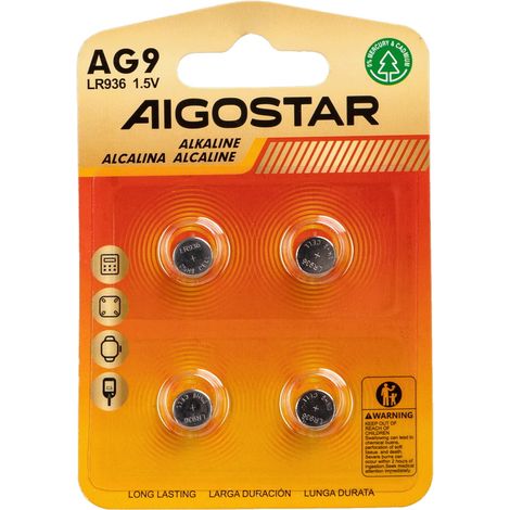 Batteria bottone Aigostar 1,5V LR936 Zinco manganese confezione da 4 pile