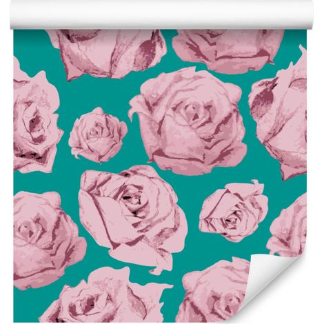 Papel pintado de rosas pintadas para salón y dormitorio, 50x1000 cm. (1/5)