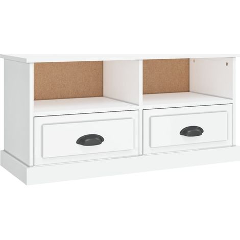Mobile TV multimediale scaffale per televisione televisore buffet sala da pranzo soggiorno camera da letto lucido 93 x 35,5 x 45 cm derivati del legno bianco 020027092