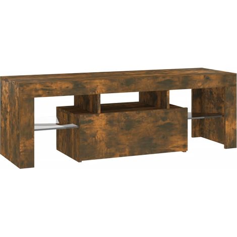 Mobile TV multimediale scaffale TV credenza TV sala da pranzo soggiorno camera da letto con luci LED rovere affumicato 120 x 35 x 40 cm marrone 020026717