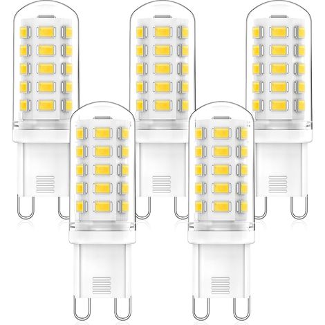 Ampoules G9 LED 3W Équivalent 33W 40W 50W G9 Halogène Lampe, Blanc Naturel 4000K, 320LM, 360 Degrés, Sans Scintillement, CRI 83+, AC/DC 220-240V, Non Dimmable, Paquet de 5 (1/5)